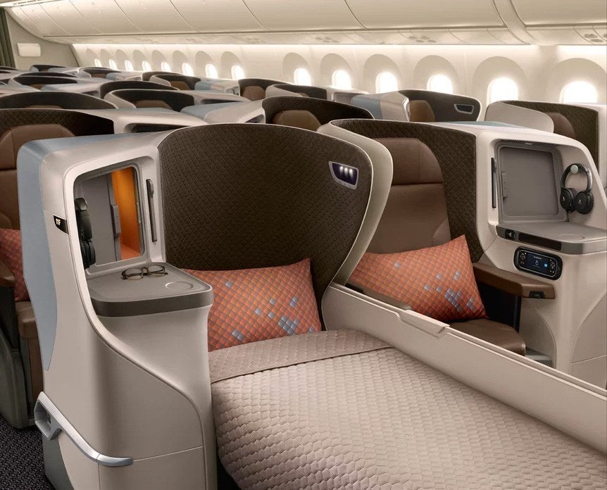 Turkish Airlines New Business Class Seat Rendering as seen on a Singapore Airlines flight 